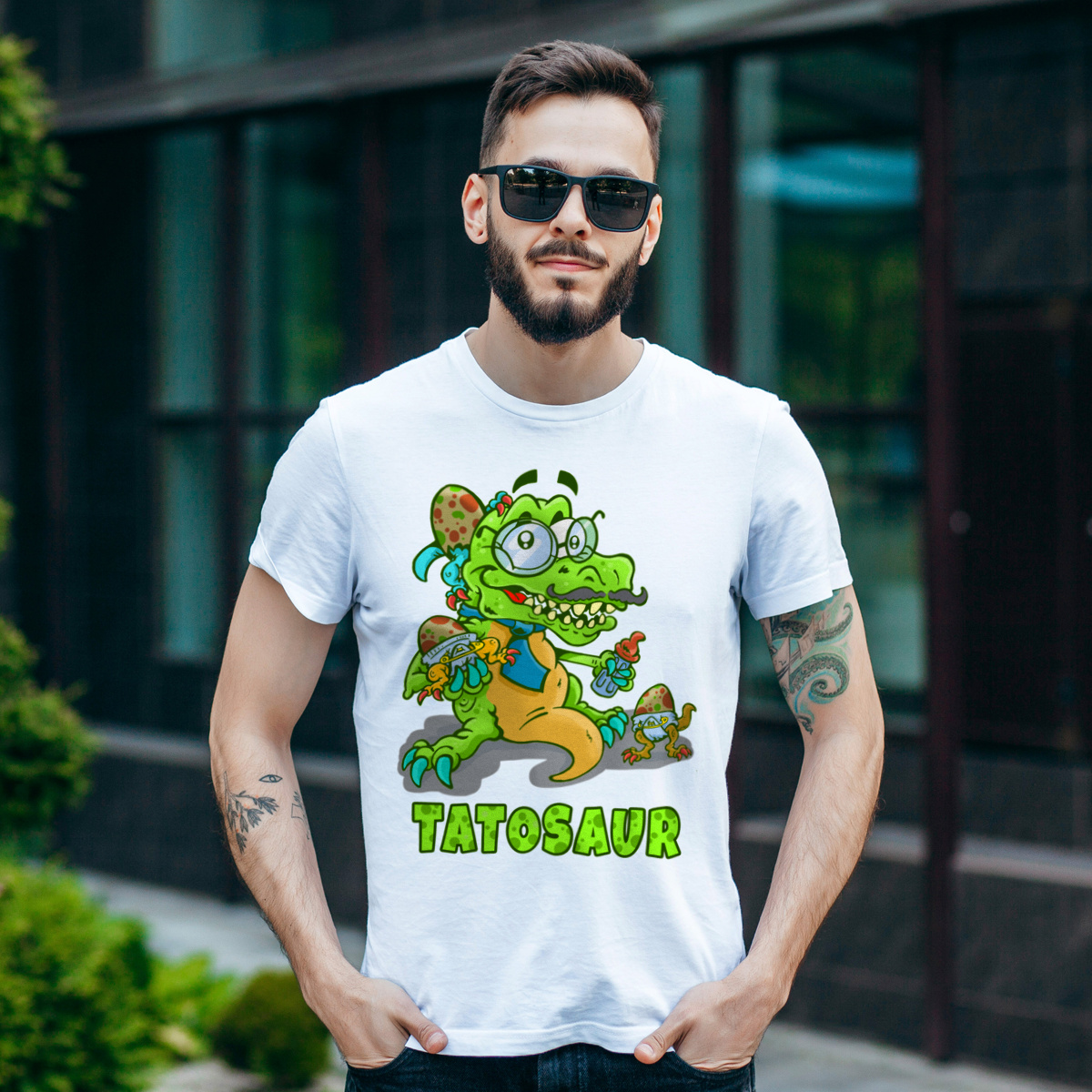 Tatosaur Dla Taty  - Męska Koszulka Biała