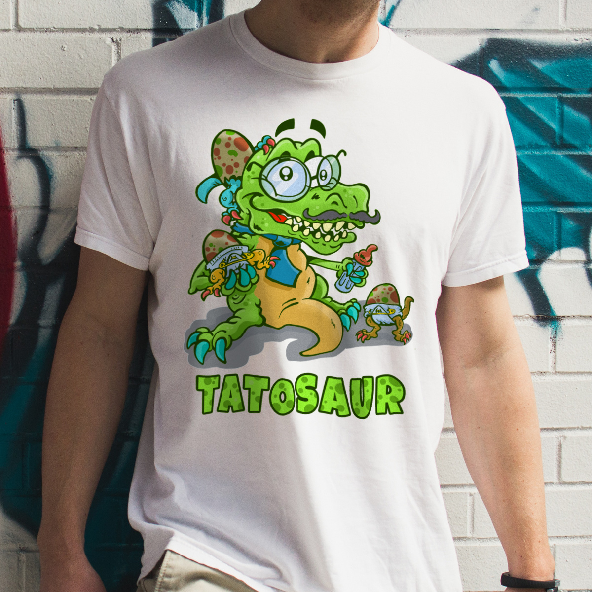 Tatosaur Dla Taty  - Męska Koszulka Biała