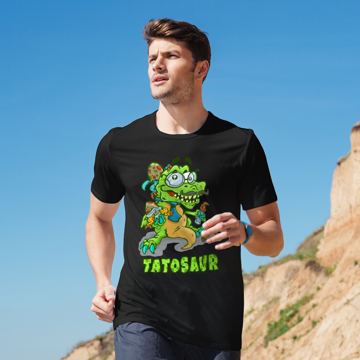Tatosaur Dla Taty  - Męska Koszulka Czarna