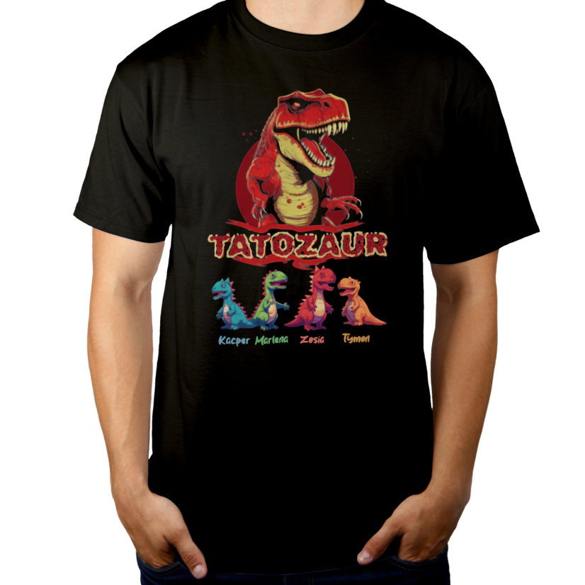 Tatozaur T-rex - Męska Koszulka Czarna