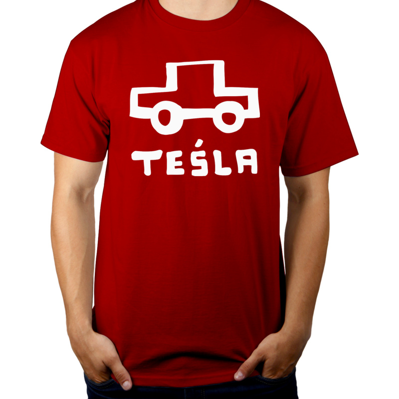 Tesla Teśla - Męska Koszulka Czerwona