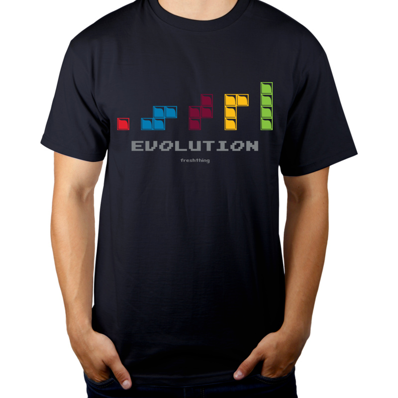 Tetris Evolution - Męska Koszulka Ciemnogranatowa