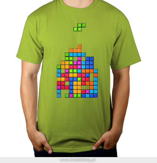 Tetris game - Męska Koszulka Jasno Zielona