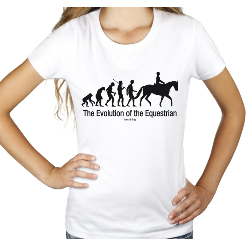 The Evolution Of The Equestrian - Damska Koszulka Biała
