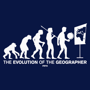 The Evolution Of The Geographer - Męska Koszulka Ciemnogranatowa