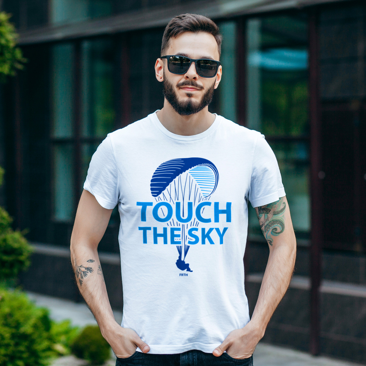 Touch The Sky - Paralotnia - Męska Koszulka Biała
