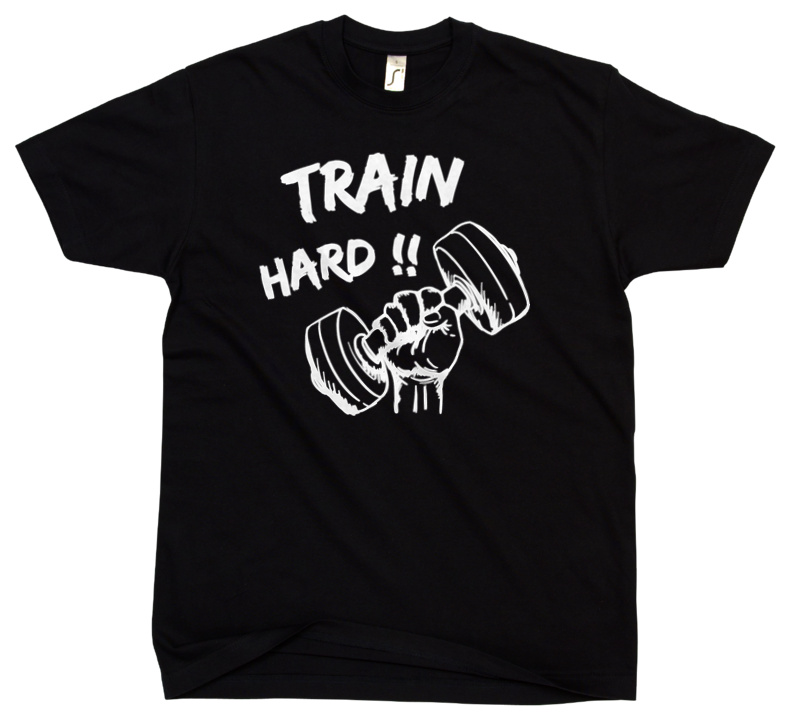 Train Hard - Męska Koszulka Czarna