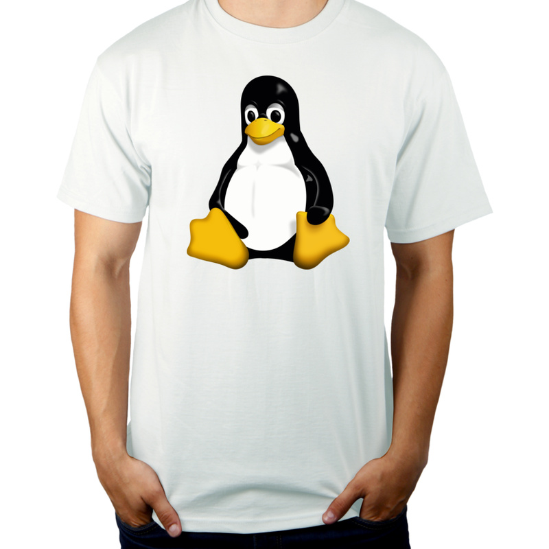 Tux Pingwin - Męska Koszulka Biała