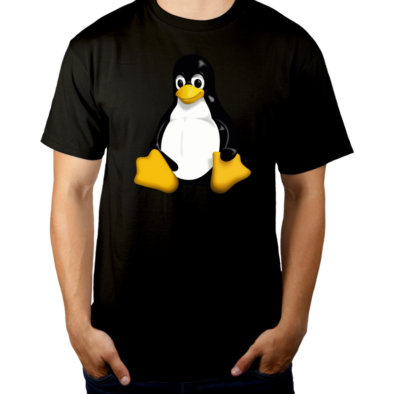 Tux Pingwin - Męska Koszulka Czarna