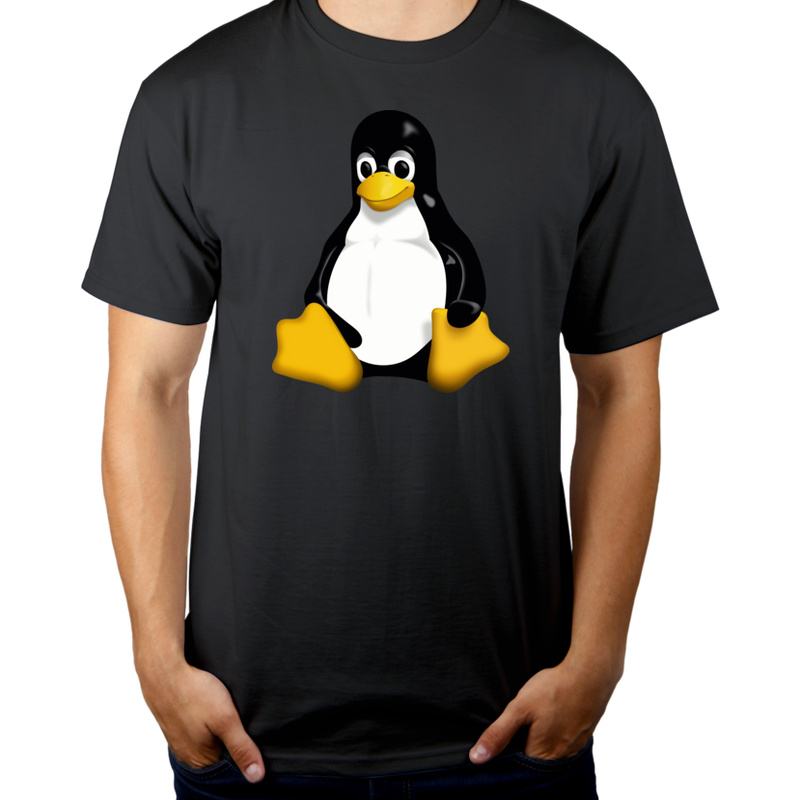 Tux Pingwin - Męska Koszulka Szara