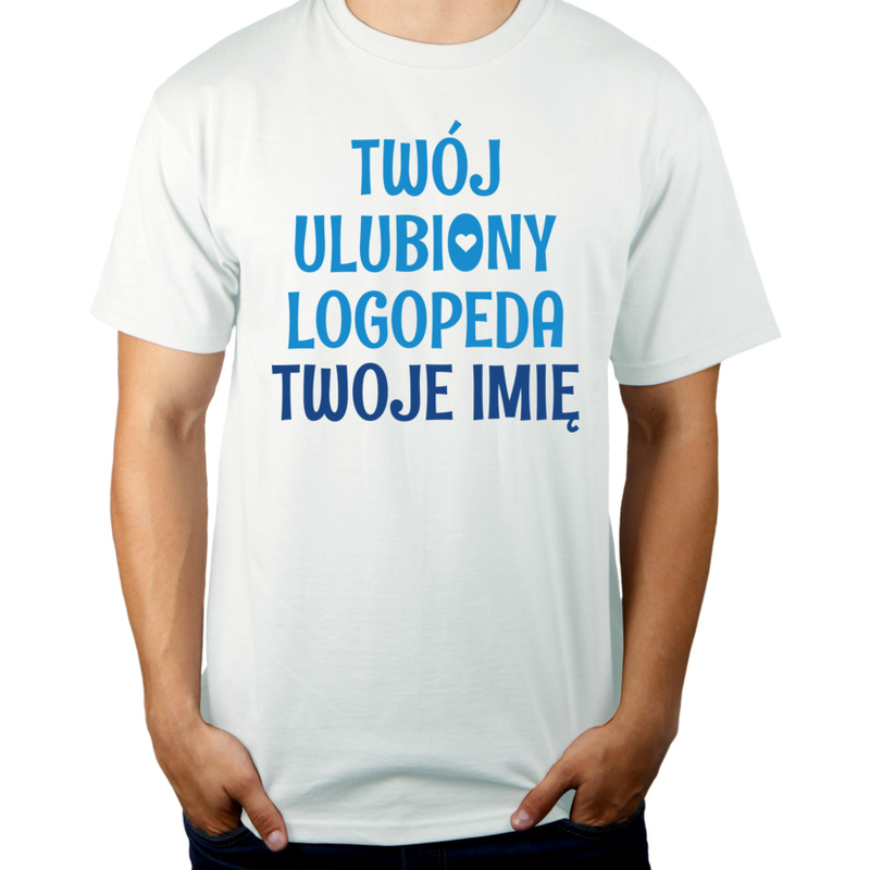 Twój Ulubiony Logopeda - Twoje Imię - Męska Koszulka Biała