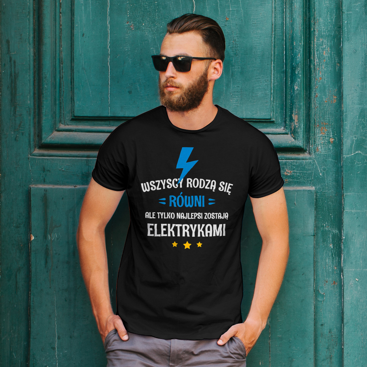 Tylko Najlepsi Zostają Elektrykami - Męska Koszulka Czarna