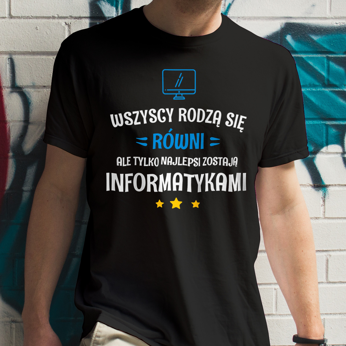 Tylko Najlepsi Zostają Informatykami - Męska Koszulka Czarna