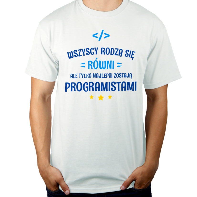 Tylko Najlepsi Zostają Programistami - Męska Koszulka Biała
