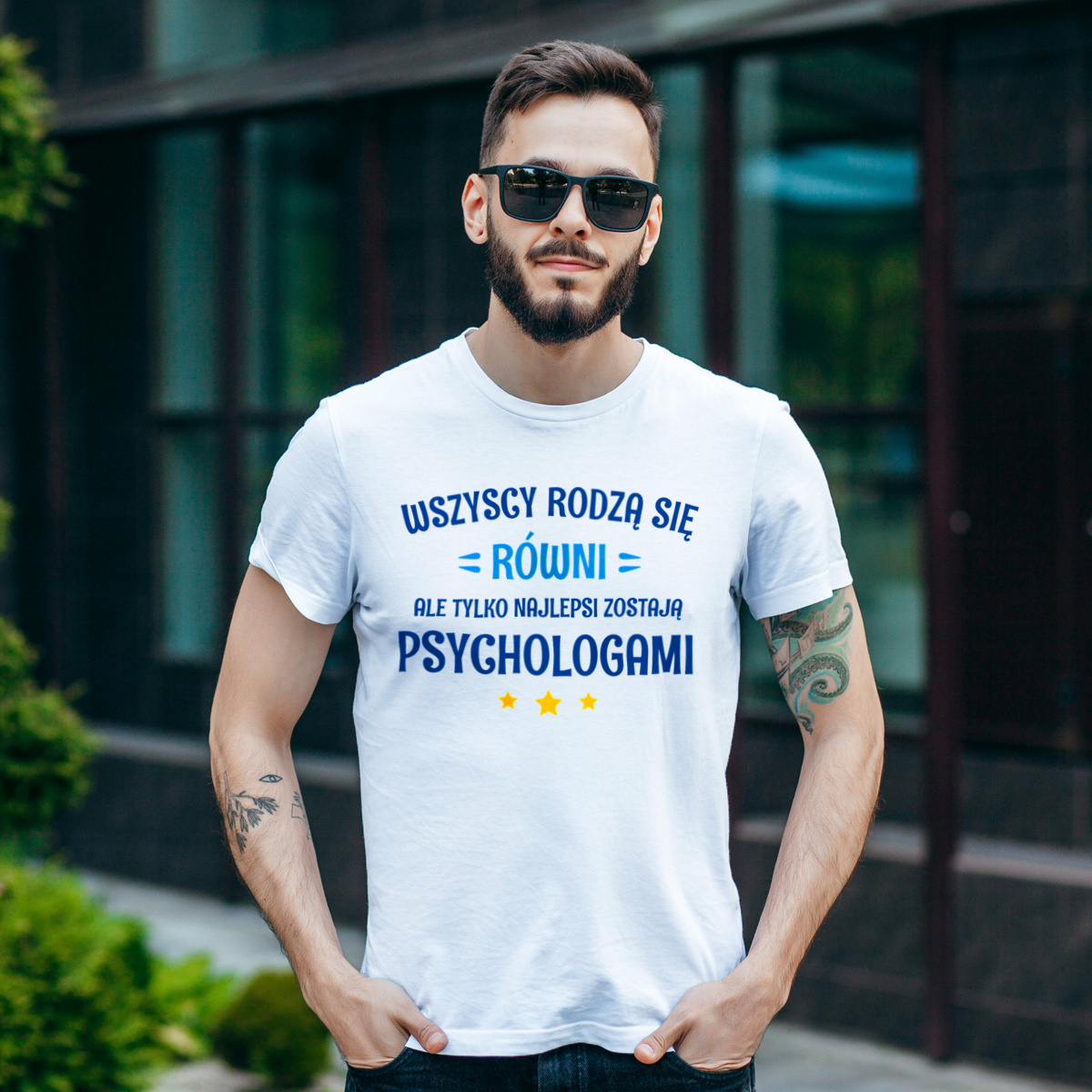Tylko Najlepsi Zostają Psychologami - Męska Koszulka Biała