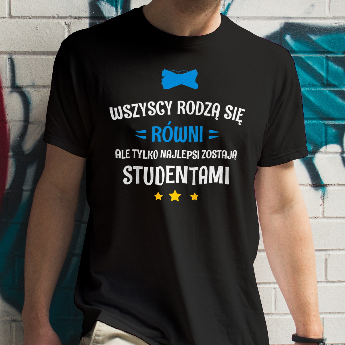 Tylko Najlepsi Zostają Studentami - Męska Koszulka Czarna
