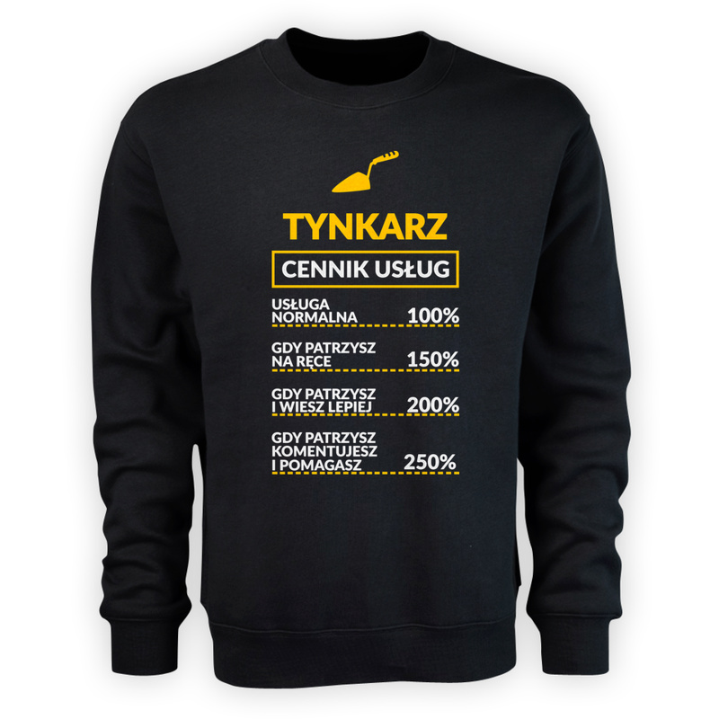 Tynkarz - Cennik Usług - Męska Bluza Czarna