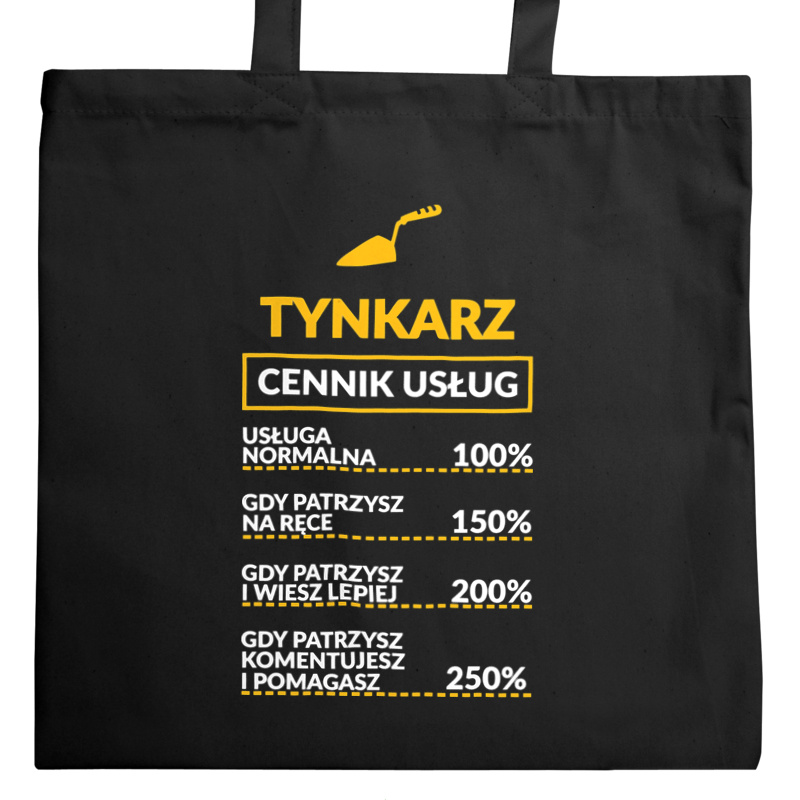 Tynkarz - Cennik Usług - Torba Na Zakupy Czarna