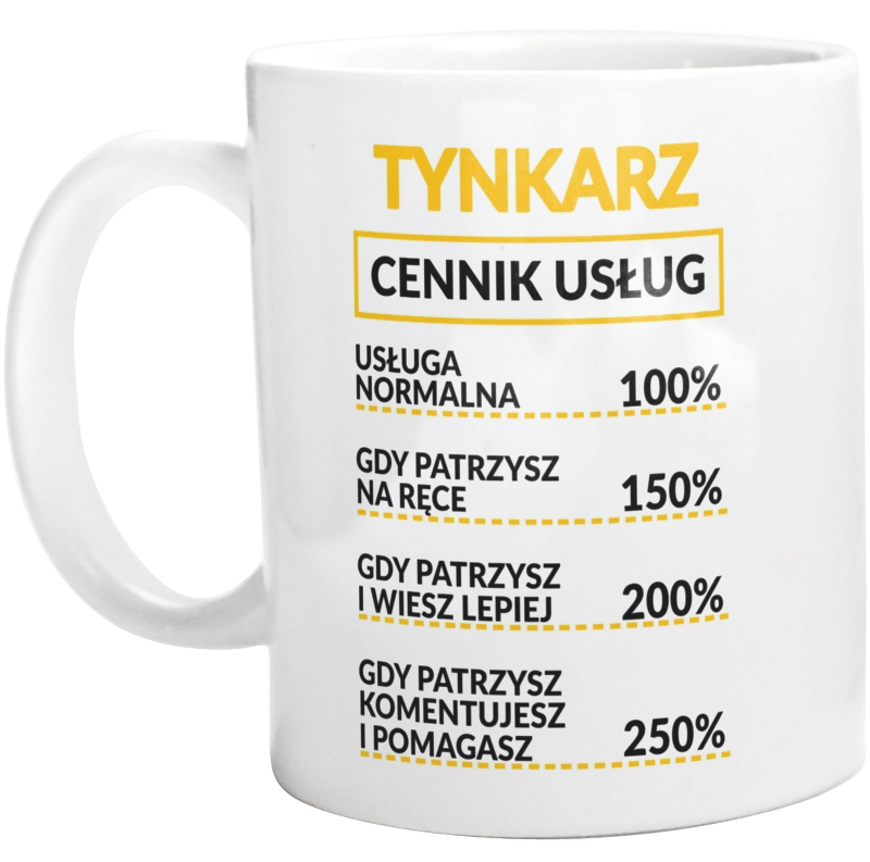 Tynkarz - Cennik Usług - Kubek Biały