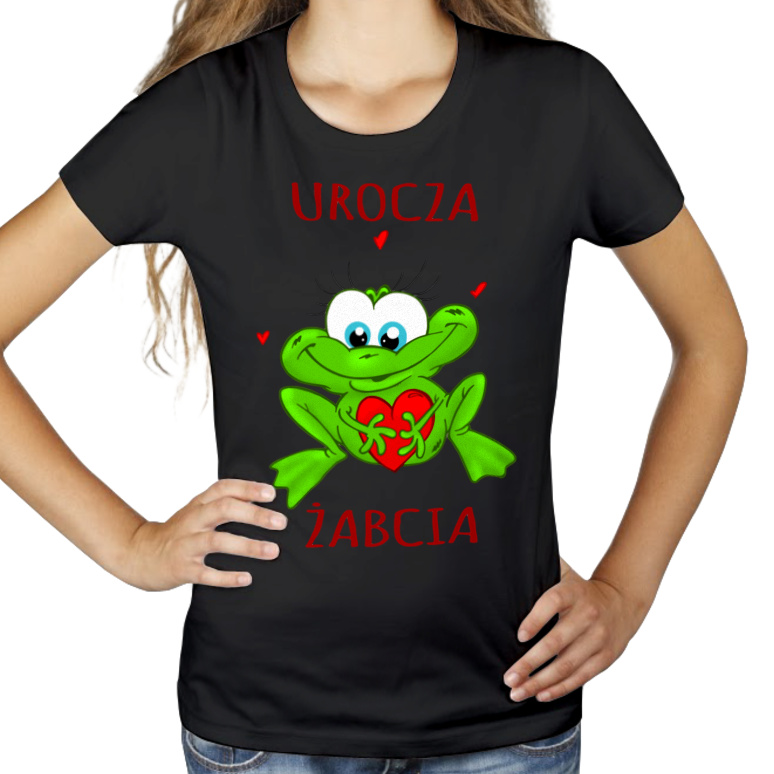 Urocza żabcia - Damska Koszulka Czarna