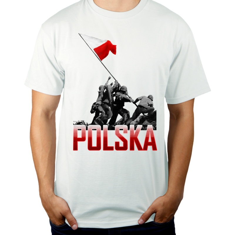 Wbicie flagi vol. 2- Polska - Męska Koszulka Biała