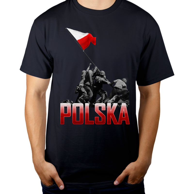 Wbicie flagi vol. 2- Polska - Męska Koszulka Ciemnogranatowa
