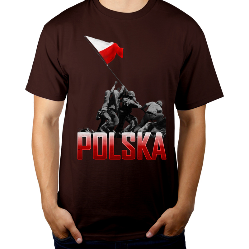 Wbicie flagi vol. 2- Polska - Męska Koszulka Czekoladowa