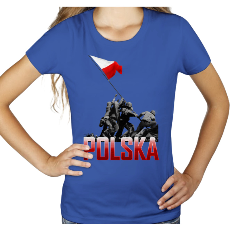 Wbicie flagi vol. 2- Polska - Damska Koszulka Niebieska