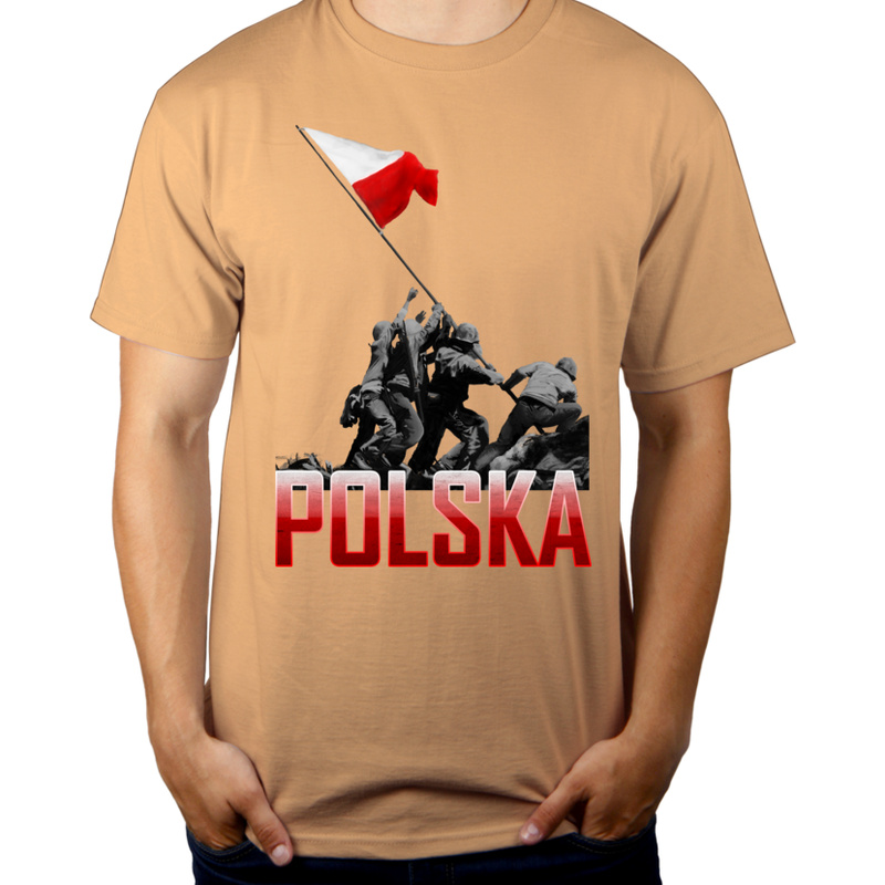 Wbicie flagi vol. 2- Polska - Męska Koszulka Piaskowa