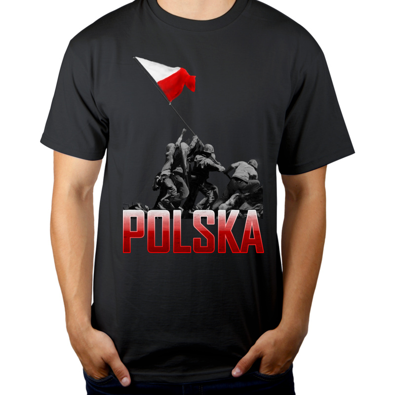 Wbicie flagi vol. 2- Polska - Męska Koszulka Szara