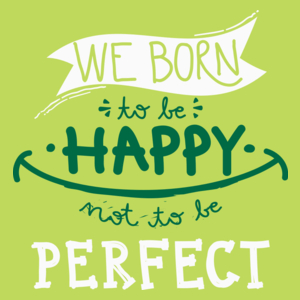 We born happy not to be perfect - Męska Koszulka Jasno Zielona