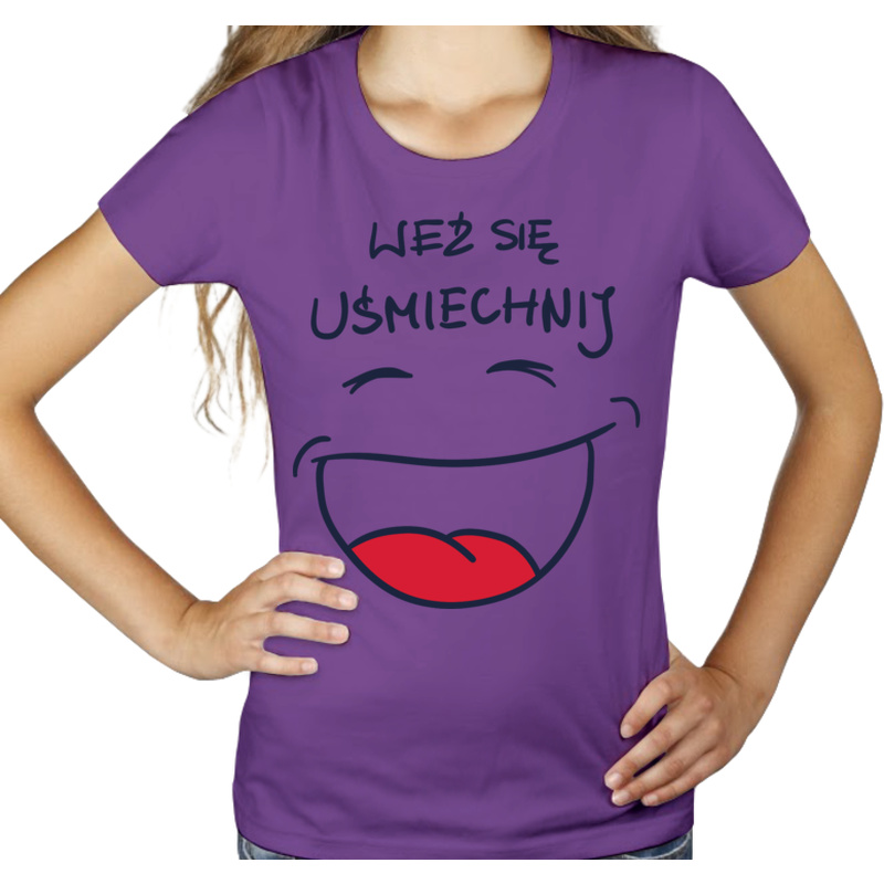 Weź Się Uśmiechnij - Damska Koszulka Fioletowa