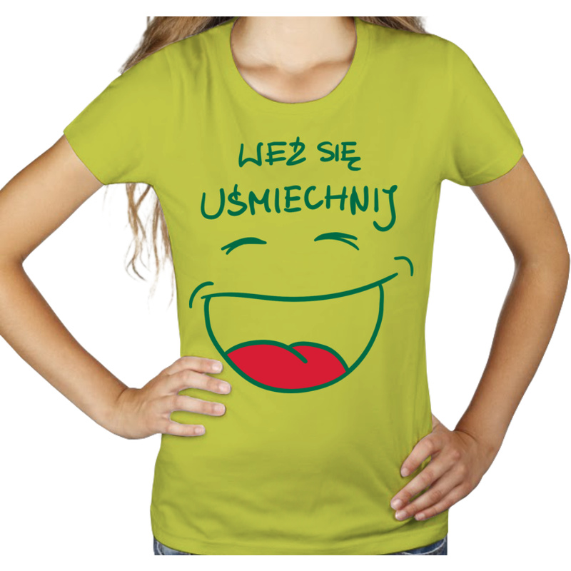 Weź Się Uśmiechnij - Damska Koszulka Jasno Zielona