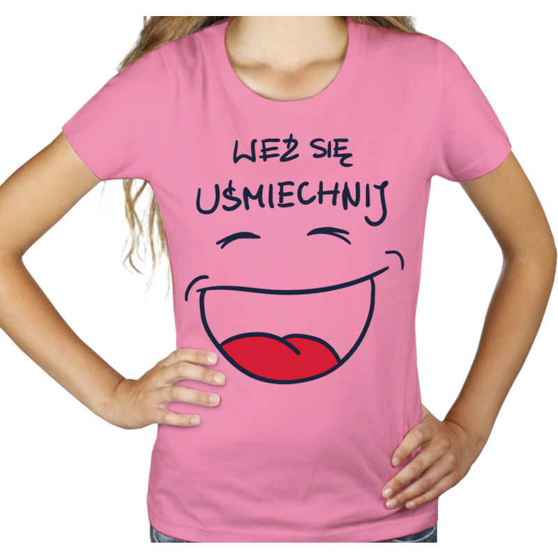 Weź Się Uśmiechnij - Damska Koszulka Różowa