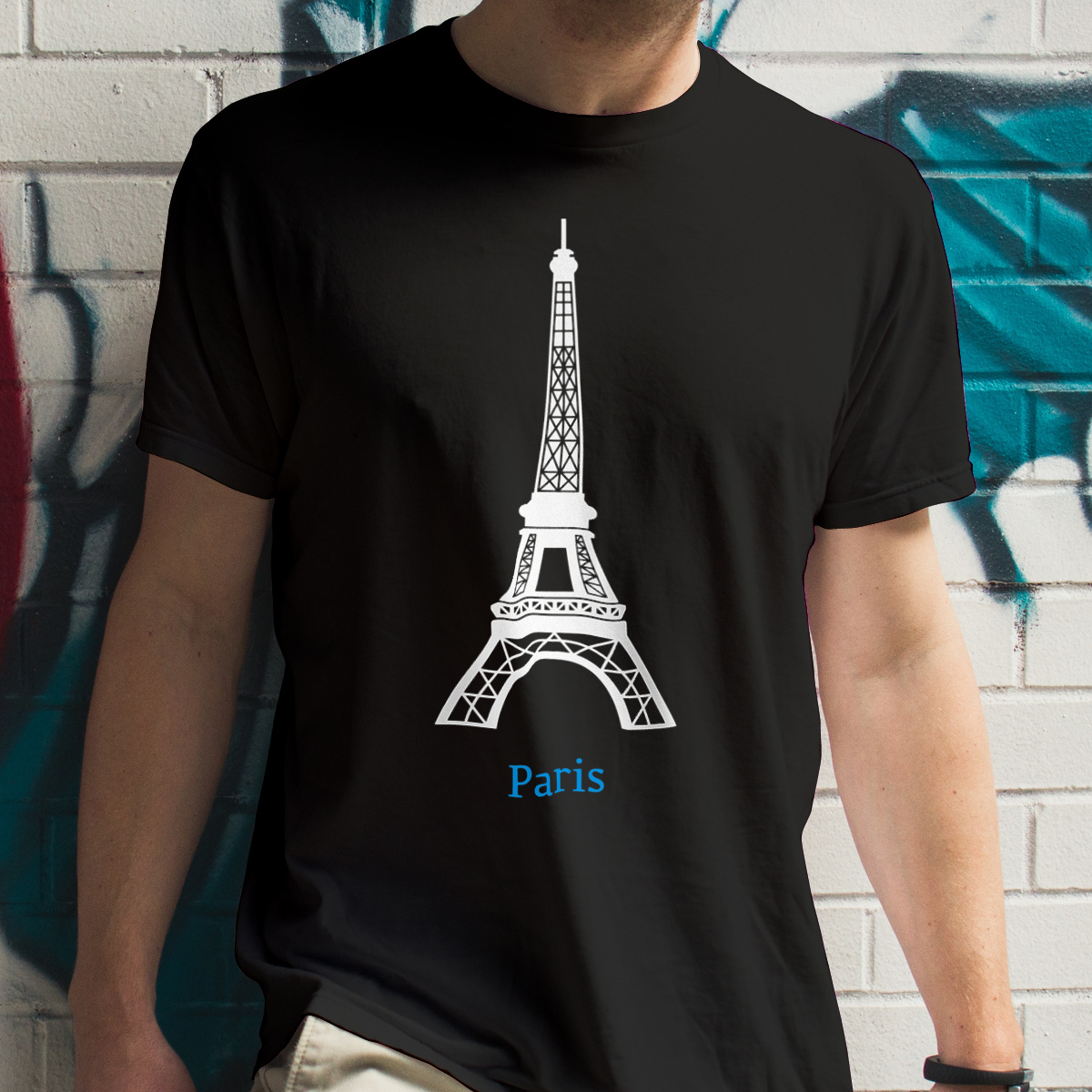 Wieża Eiffla - Męska Koszulka Czarna