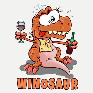 Winosaur Wino Dinozaur - Damska Koszulka Biała
