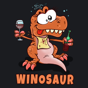 Winosaur Wino Dinozaur - Damska Koszulka Czarna