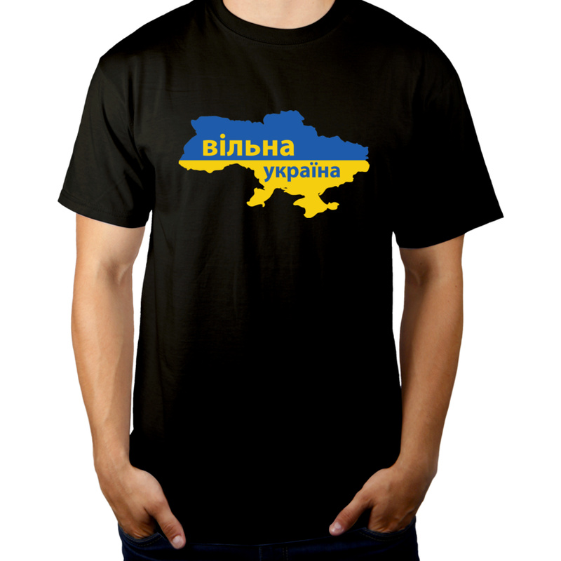 Wolna Ukraina po Ukraińsku - Męska Koszulka Czarna