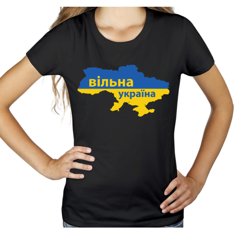 Wolna Ukraina po Ukraińsku - Damska Koszulka Czarna