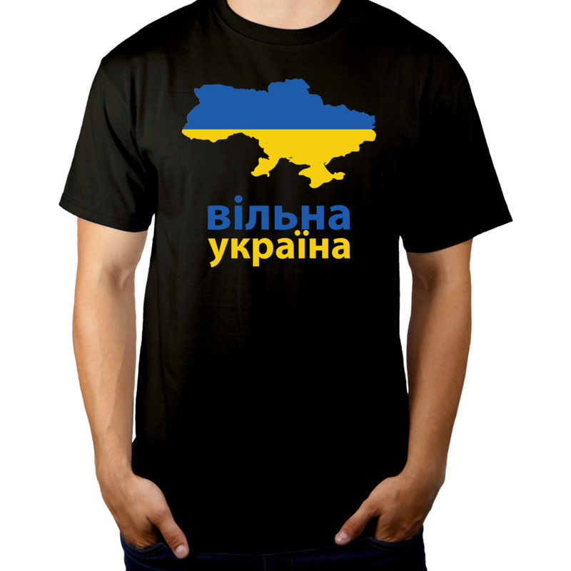 Wolna Ukraina po Ukraińsku Flaga - Męska Koszulka Czarna