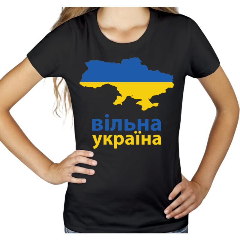 Wolna Ukraina po Ukraińsku Flaga - Damska Koszulka Czarna