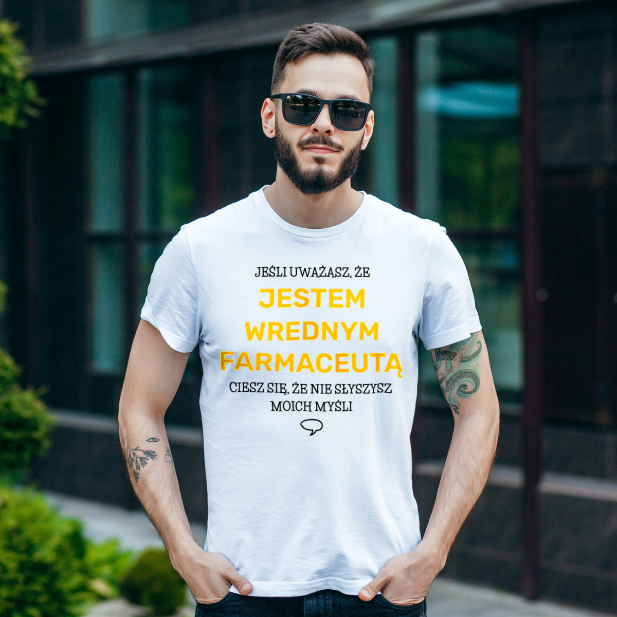 Wredny Farmaceuta - Męska Koszulka Biała