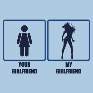 Your Girlfriend vs. My Girlfriend - Męska Koszulka Błękitna