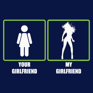 Your Girlfriend vs. My Girlfriend - Męska Koszulka Ciemnogranatowa