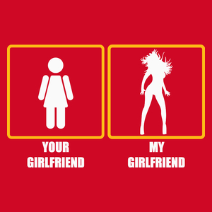 Your Girlfriend vs. My Girlfriend - Męska Koszulka Czerwona