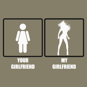 Your Girlfriend vs. My Girlfriend - Męska Koszulka Jasno Szara