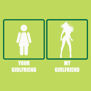 Your Girlfriend vs. My Girlfriend - Męska Koszulka Jasno Zielona