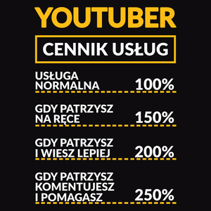 Youtuber - Cennik Usług - Męska Koszulka Czarna
