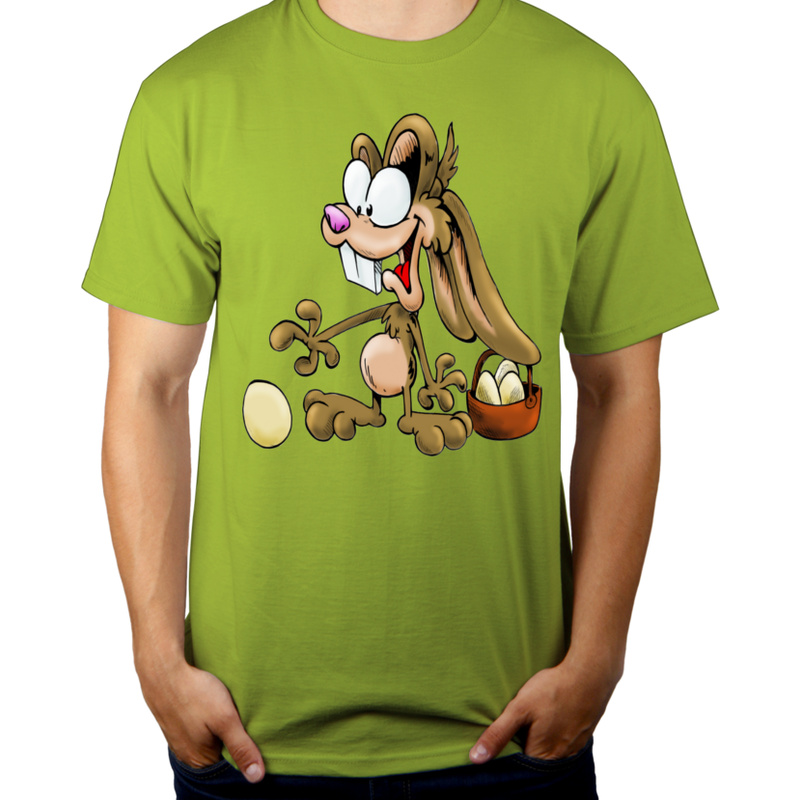 Zajączek Wielkanocny z Jajkiem - Męska Koszulka Jasno Zielona