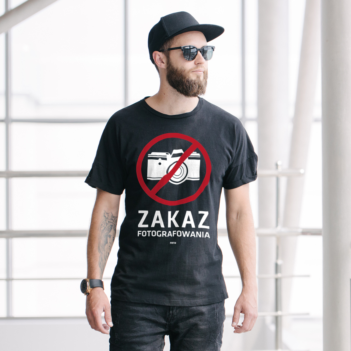 Zakaz Fotografowania - Męska Koszulka Czarna